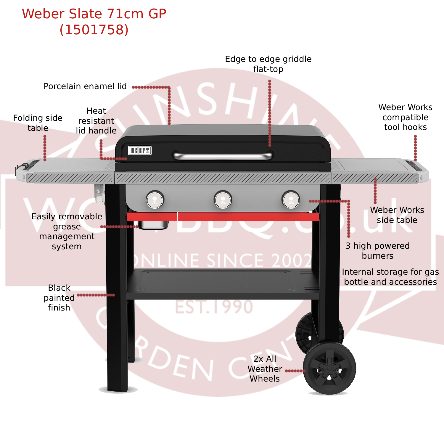 Weber Slate 71cm Gas Griddle | Free Next Day Delivery
